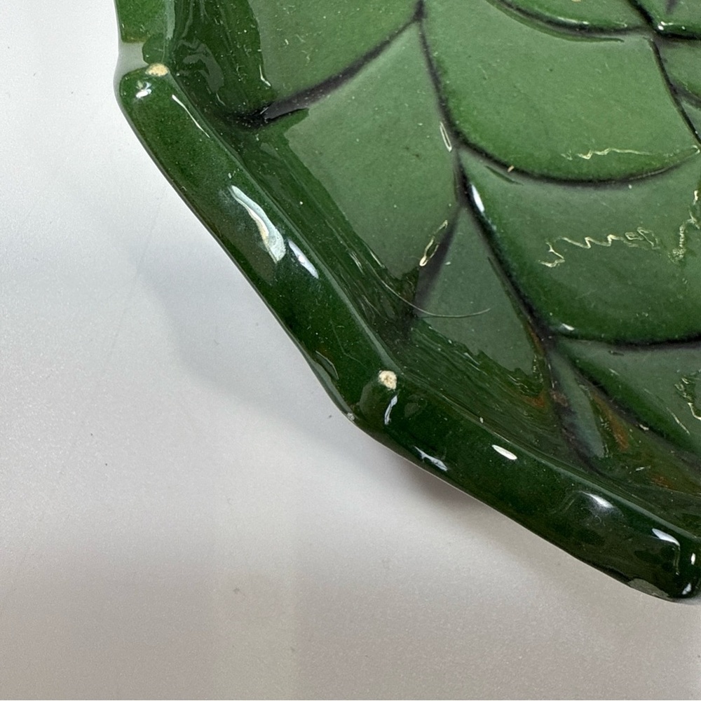 Holly Leaf Design Green Serveware Tray 3 compartment holiday Christmas dish - Picture 9 of 11